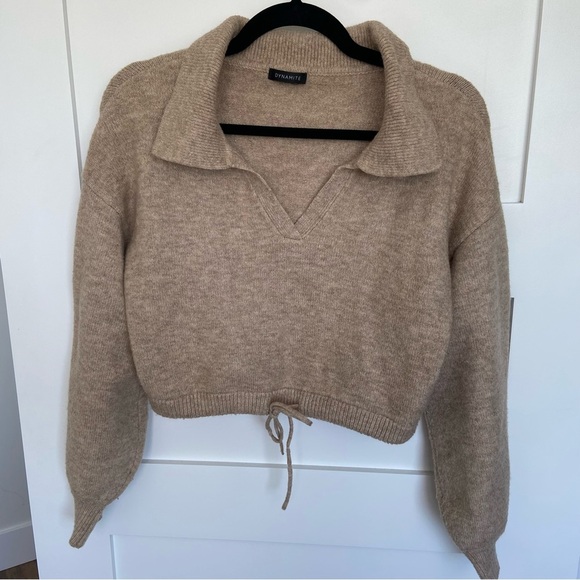Dynamite Beige Cropped Wool Sweater - Picture 1 of 13
